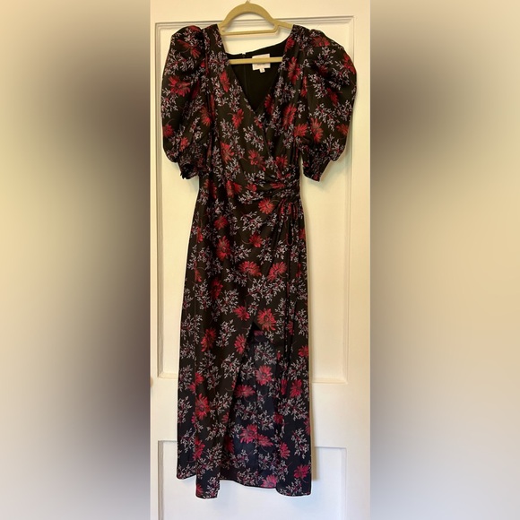 Cinq a Sept Tumbled Daisy Kacy Floral Print Puff Sleeve Midi Dress, size 6 - Picture 3 of 4